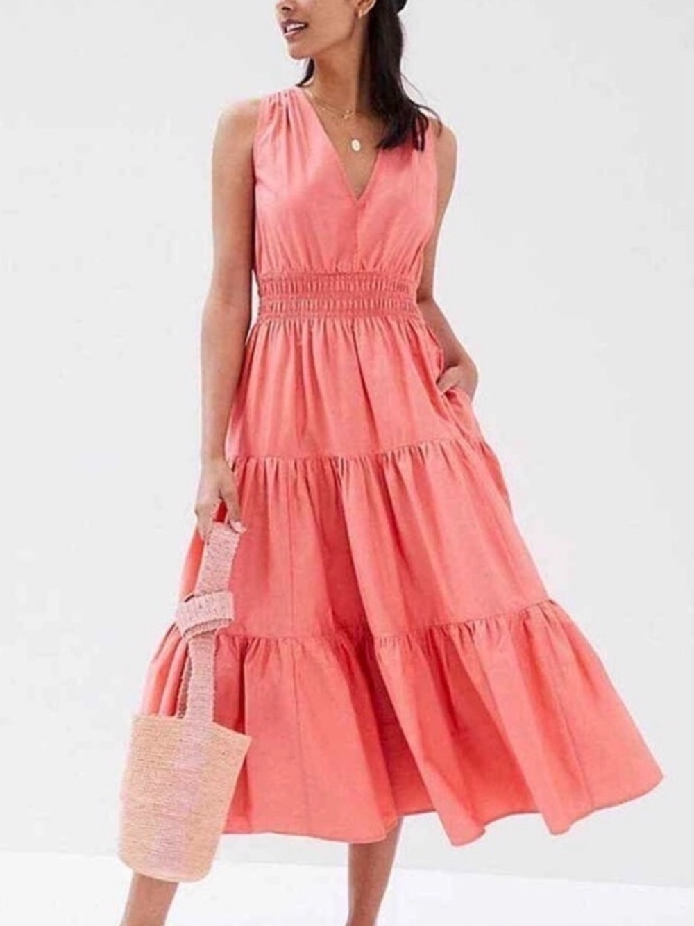 Smocked Tiered Midi/Maxi Dress by Maeve
